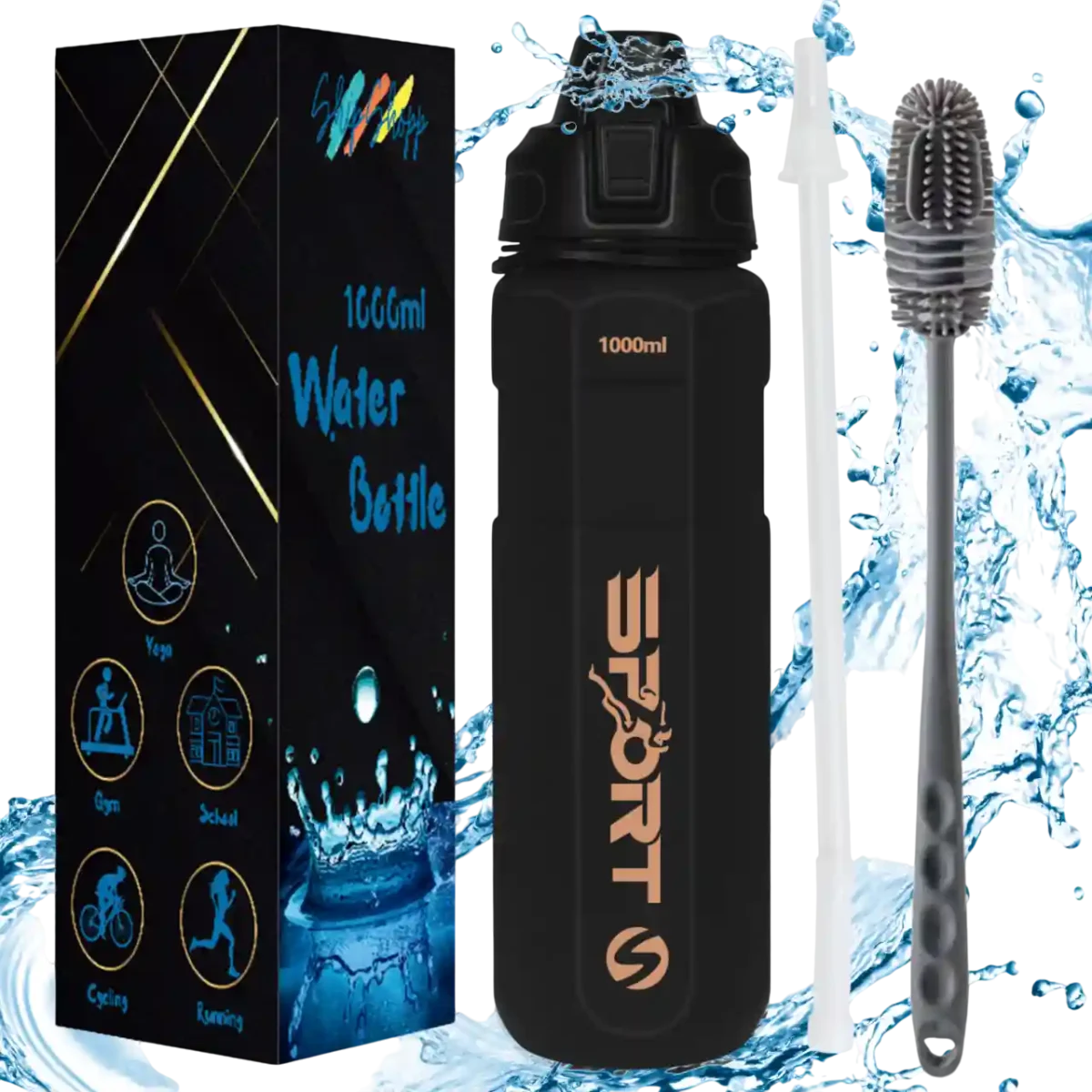 BPA Free Leakproof  1L Water Bottle - for Gym, Hiking and Work - Image 1