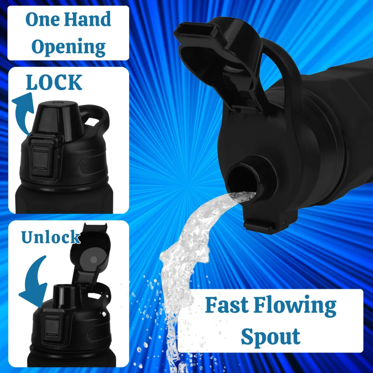 BPA Free Leakproof  1L Water Bottle - for Gym, Hiking and Work - Image 8