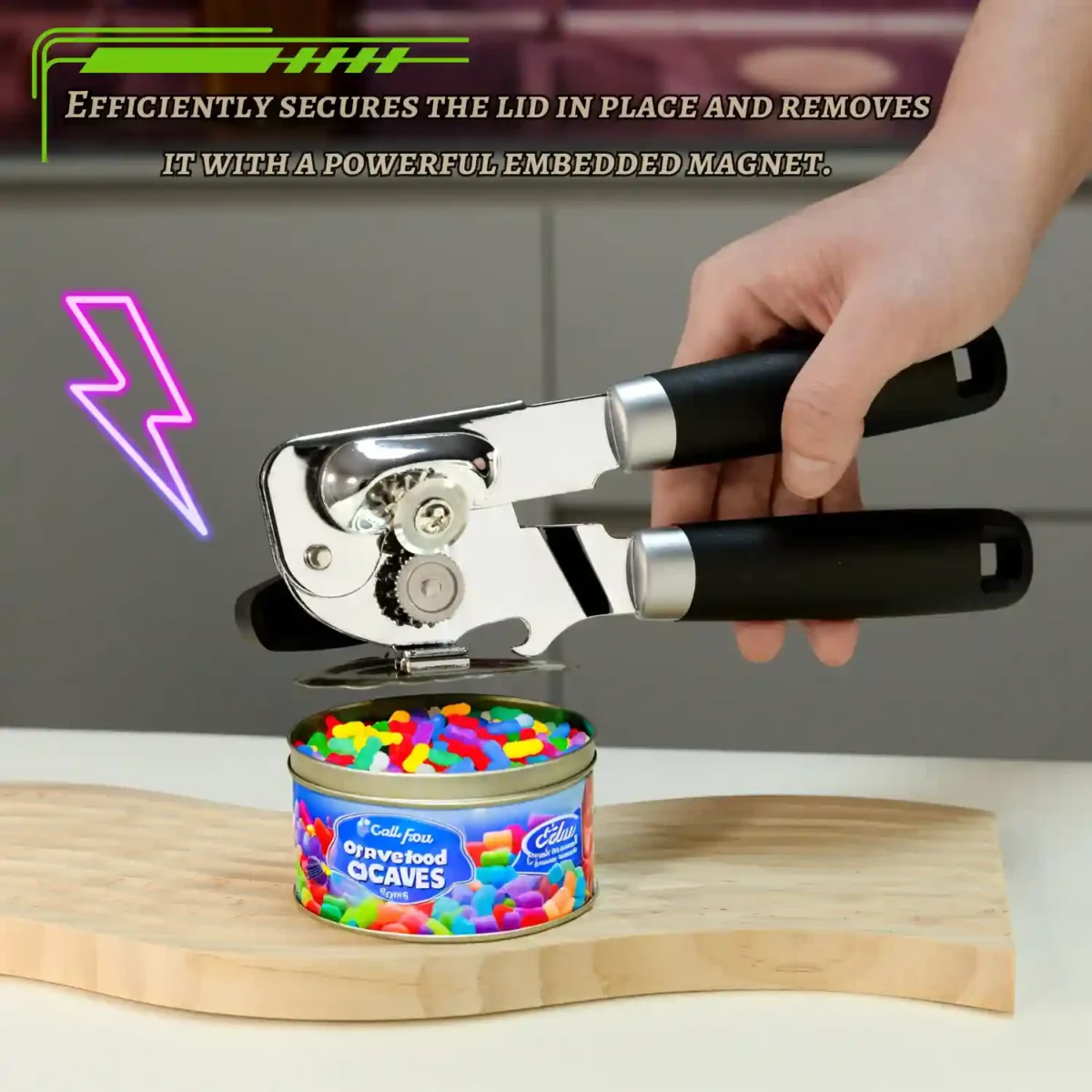 Magnetic Can Opener: Smooth Edge, Easy Grip and Safe - Black - Image 5