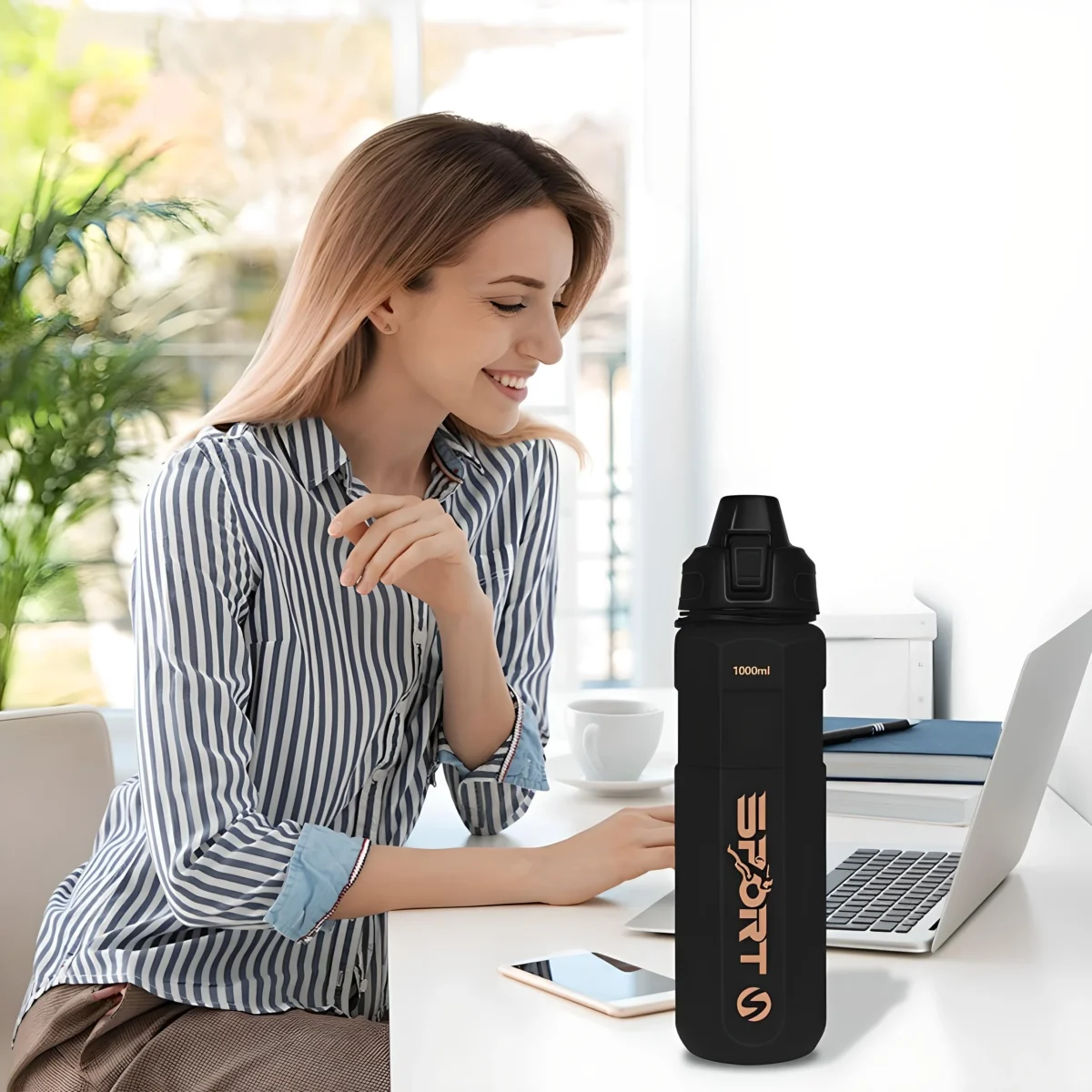 BPA Free Leakproof  1L Water Bottle - for Gym, Hiking and Work - Image 13