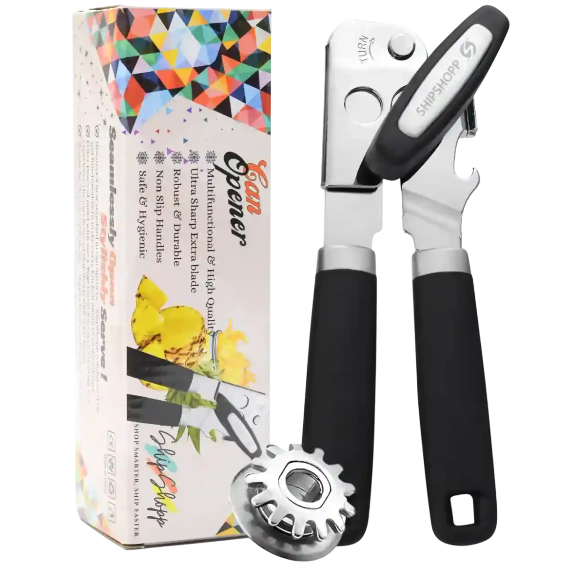 Magnetic Can Opener: Smooth Edge, Easy Grip and Safe - Black - Image 1